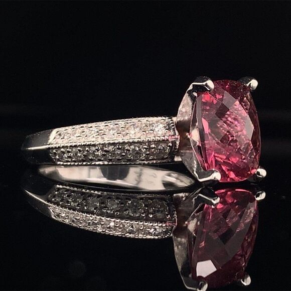 Diamond Tourmaline Rubellite Ring 6.75 14k Gold 4.10 TCW Certified $4,600 911206 - Picture 13 of 17